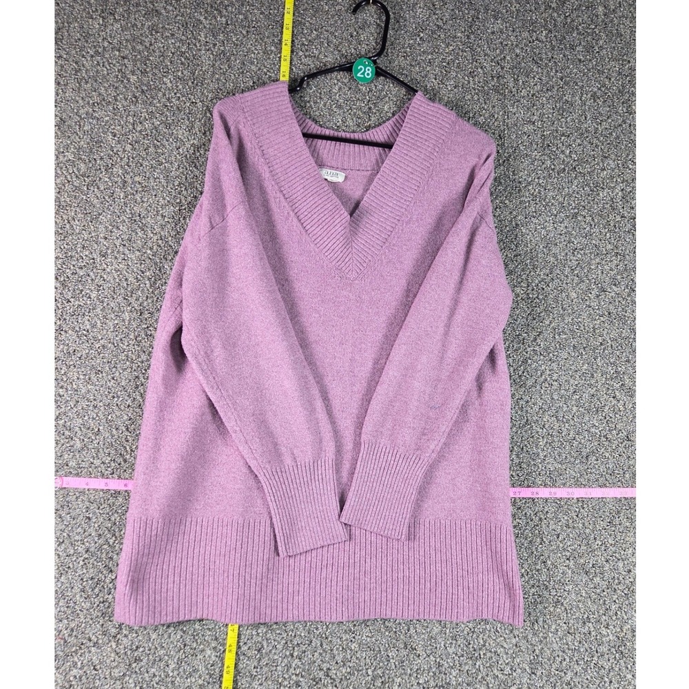 a.n.a Sweater Women XL Mauve V-Neck Long Sleeve Ribbed Trim Knit 10358